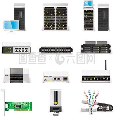 电子网络设备矢量素材 赋能现代通讯设计的核心资源
